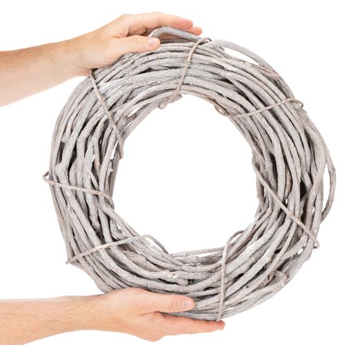 Couronne en branches de saule blanchies 40 cm | Floristik24.fr