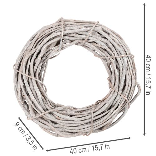 Couronne en branches de saule blanchies 40 cm | Floristik24.fr