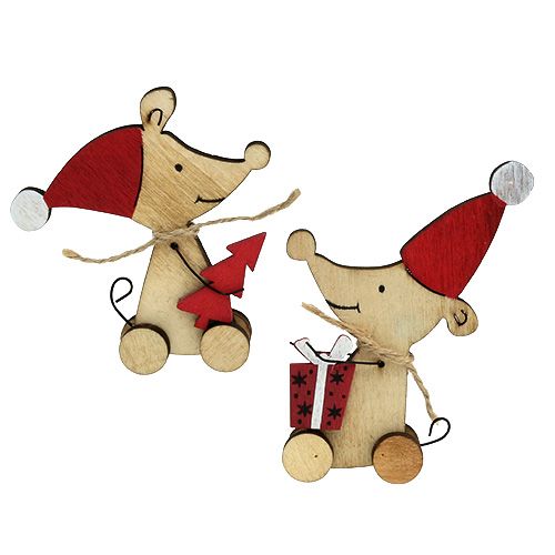 Floristik24 Décoration de Noël souris 9cm naturel 16 pcs