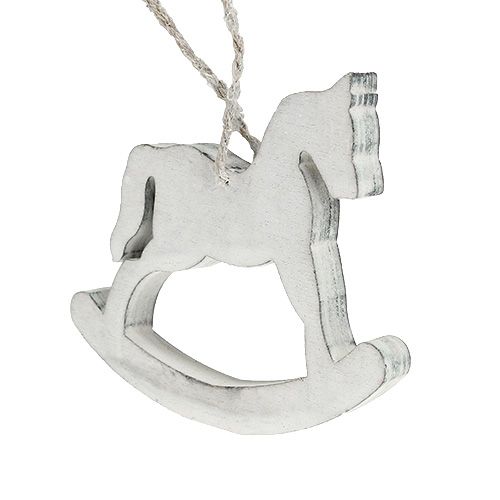 Floristik24 Décoration de Noël cheval à bascule blanchi 12cm 6pcs