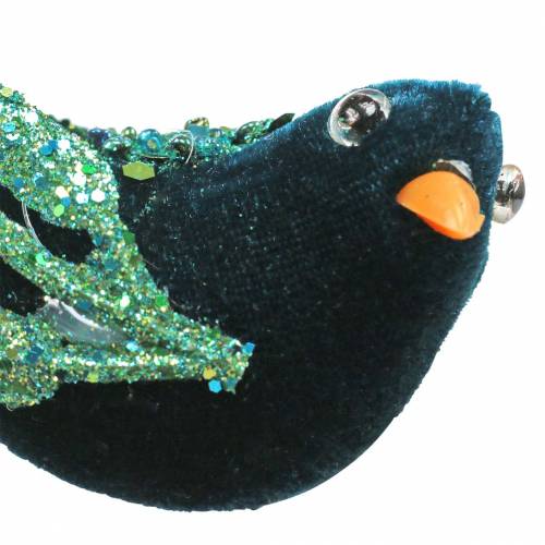 Floristik24 Décoration de Noël merle avec clip bleu, paillettes assorties 3pcs