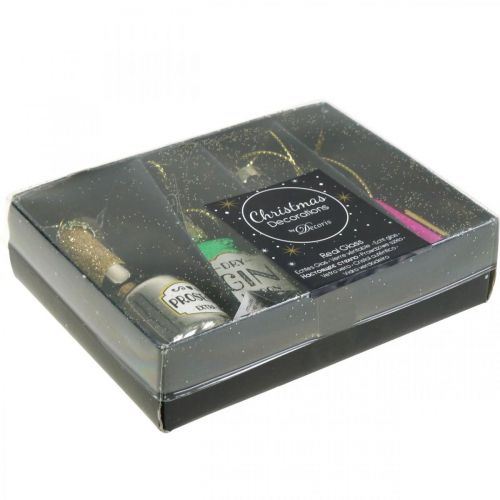 Article Pendentif de Noël bouteille décoration de sapin de Noël 7cm assorti 4pcs