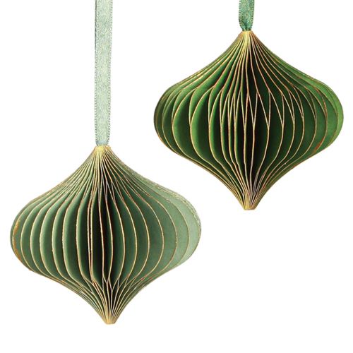 Floristik24 Pendentif de Noël décoration en papier vert or Ø8cm 4 pcs