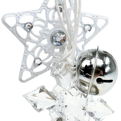 Article Pendentif Etoile de Noël, Sapin de Noël blanc 25cm 2pcs