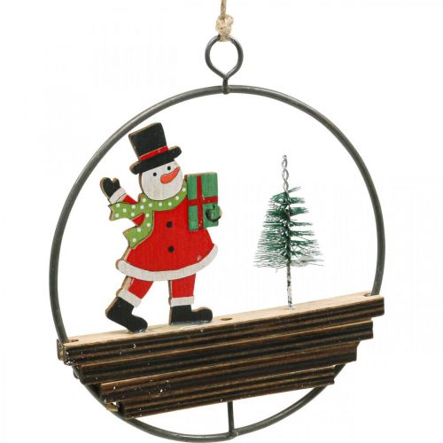 Article Pendentif de Noël Père Noël bonhomme de neige Ø12cm 3pcs