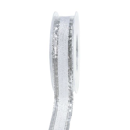 Ruban de Noël avec bordure métallique argent 25mm 20m
