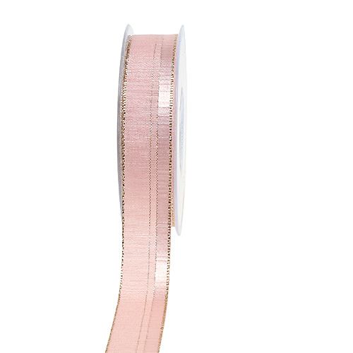 Floristik24 Ruban de Noël rose clair avec bordure dorée 25mm 20m