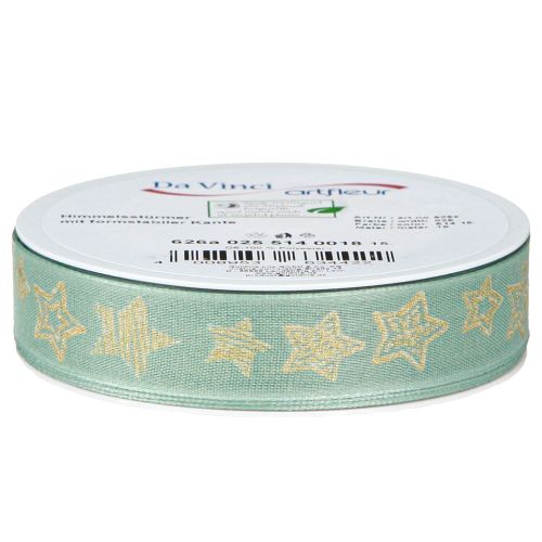 Article Ruban cadeau étoiles de Noël turquoise 25 mm 18 m