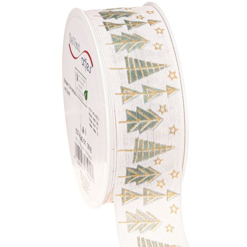 Floristik24 Ruban de Noël sapin cadeau ruban or blanc 40mm 18m