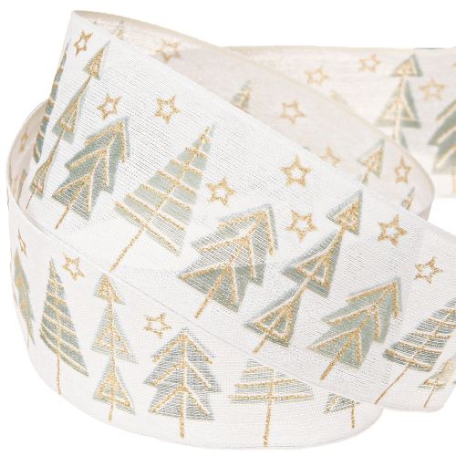 Article Ruban de Noël sapin cadeau ruban or blanc 40mm 18m