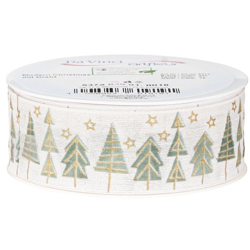 Article Ruban de Noël sapin cadeau ruban or blanc 40mm 18m