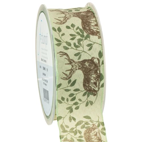 Article Ruban de Noël avec motif cerf ruban vert clair 40mm 20m