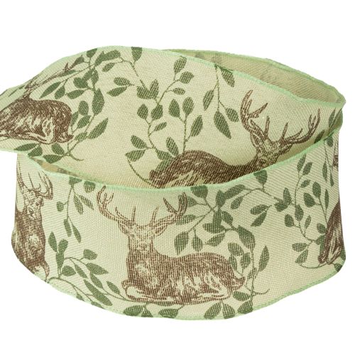 Article Ruban de Noël avec motif cerf ruban vert clair 40mm 20m