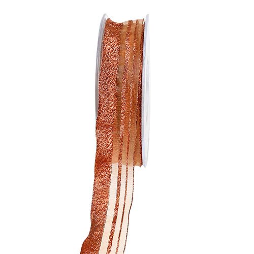 Floristik24 Ruban de Noël avec des bandes de cuivre 25mm 20m