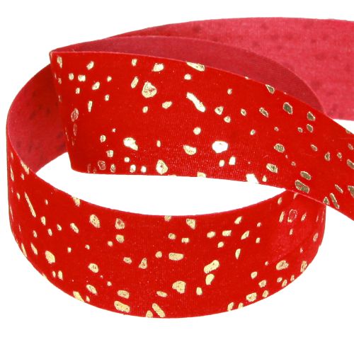 Article Ruban de Noël moucheté doré, rouge, 25 mm, 20 m