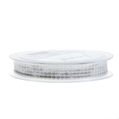 Floristik24 Ruban de Noël à carreaux avec mica blanc 15mm 20m