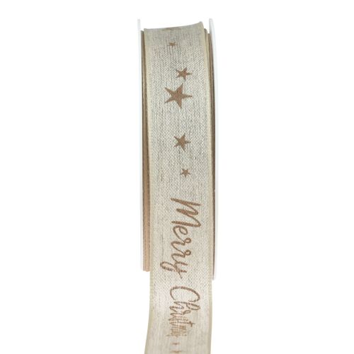 Floristik24 Ruban de Noël Ruban de lin Joyeux Noël marron 25mm 15m