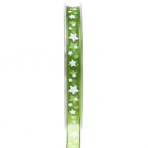Floristik24 Ruban de Noël en organza vert avec étoile 10mm 20m