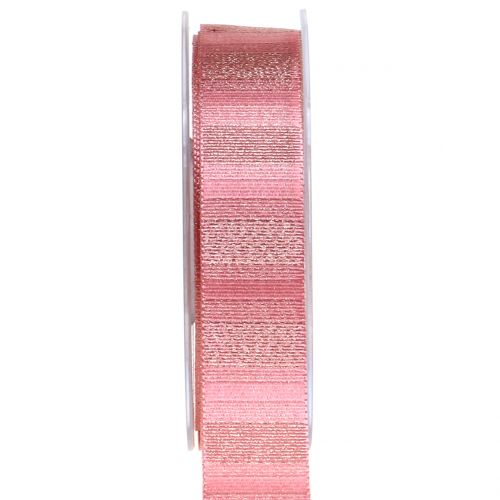 Floristik24 Ruban de Noël avec fil d'or Rosa 25mm 20m
