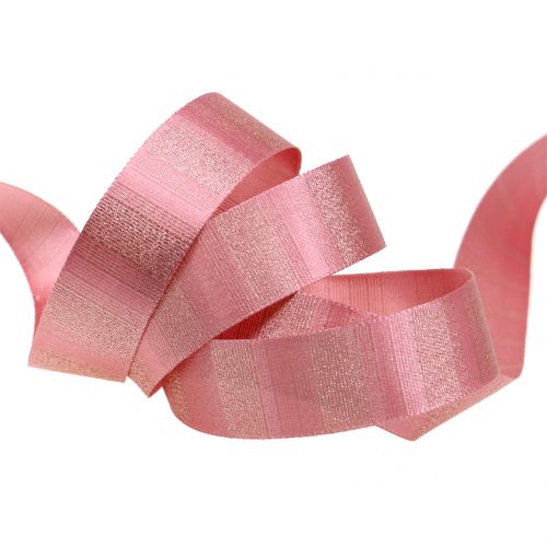 Floristik24 Ruban de Noël avec fil d'or Rosa 25mm 20m