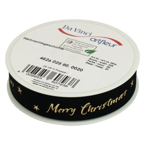 Article Ruban cadeau ruban de Noël ruban de velours noir 25mm 20m
