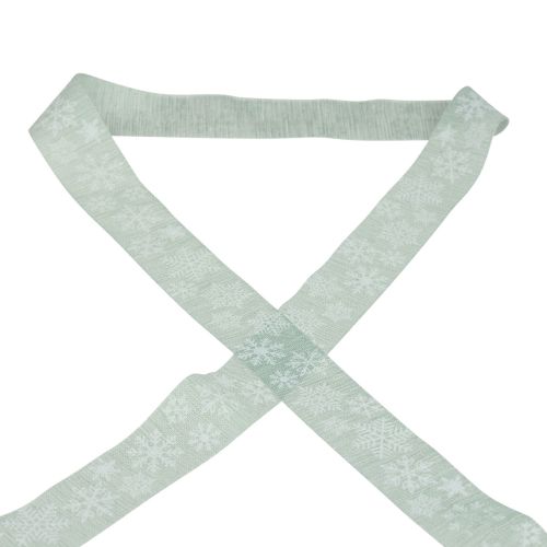 Floristik24 Ruban de Noël ruban cadeau flocon de neige vert clair 35mm 15m