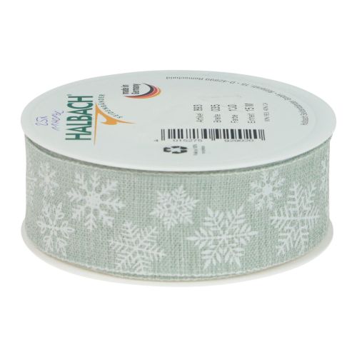 Floristik24 Ruban de Noël ruban cadeau flocon de neige vert clair 35mm 15m