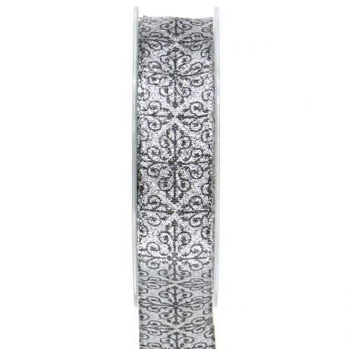 Floristik24 Ruban de Noël avec ornements argent 25mm 18m