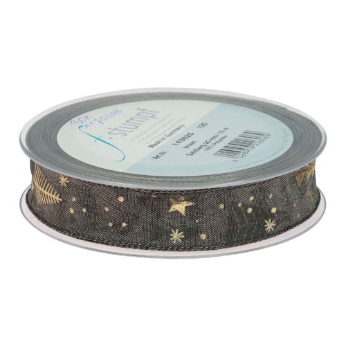 Article Ruban de Noël ruban cadeau marron doré sapin 25mm 15m