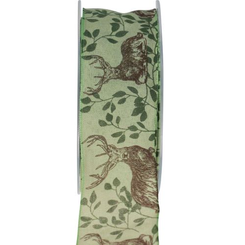 Floristik24 Ruban de Noël avec motif cerf ruban vert clair 40mm 20m