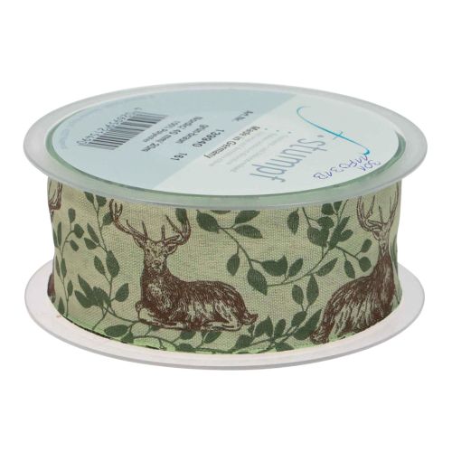 Article Ruban de Noël avec motif cerf ruban vert clair 40mm 20m