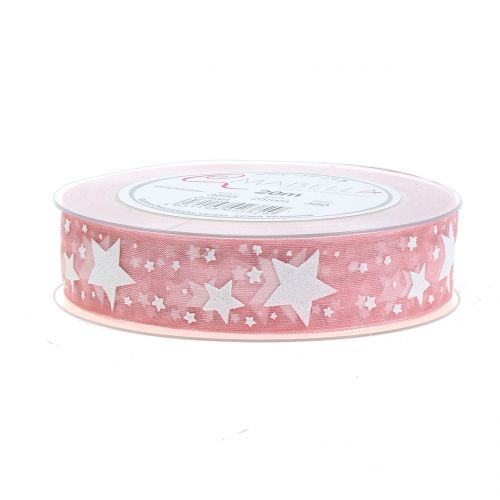 Floristik24 Ruban de Noël avec motif rose 25mm 20m