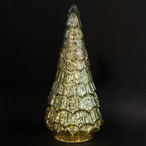 Floristik24 Sapin de Noël avec éclairage LED vintage vert doré 38cm
