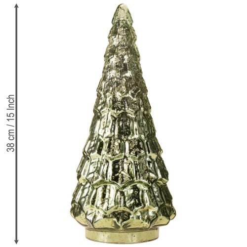 Article Sapin de Noël avec éclairage LED vintage vert doré 38cm