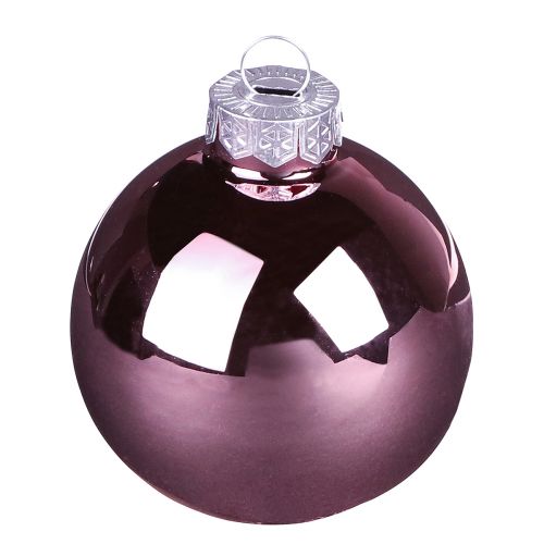 Article Boules de sapin de Noël rose abricot en verre Ø7,5cm 12 pcs