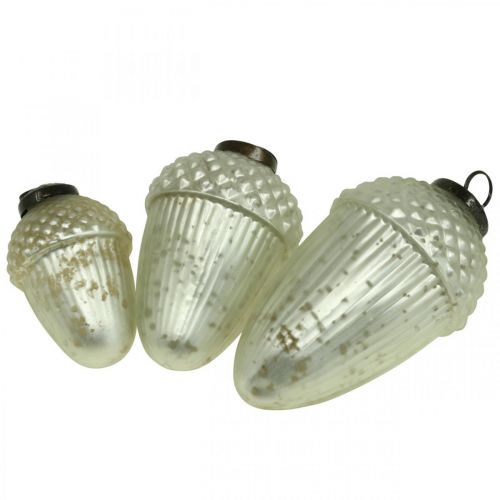 Floristik24 Ornements de sapin de Noël gland verre vert clair 11-14.5cm lot de 3