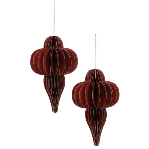 Article Décorations de sapin de Noël en papier Bordeaux 20cm 2pcs