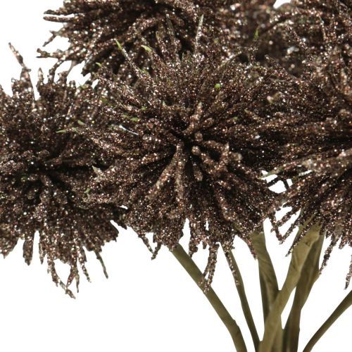Floristik24 Fleurs de Noël paillettes fleurs artificielles Noël cuivre en bouquet 4pcs