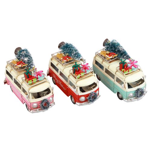 Article Bus de Noël Voiture de Noël décoration vintage métal 17cm 1 pièce