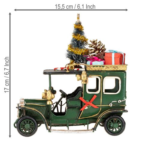 Article Décoration de Noël voiture Voiture de Noël vintage verte 15×7×16cm