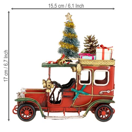 Floristik24 Décoration de Noël voiture Voiture de Noël vintage rouge 15×7×16cm