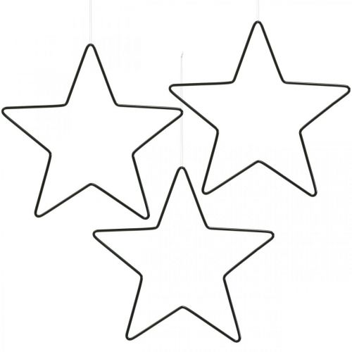 Décoration de Noël étoile en métal pendentif étoile noire 15cm 6pcs