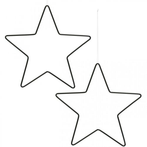 Article Décoration de Noël étoile en métal décoration noire pendentif étoile 20cm 6pcs