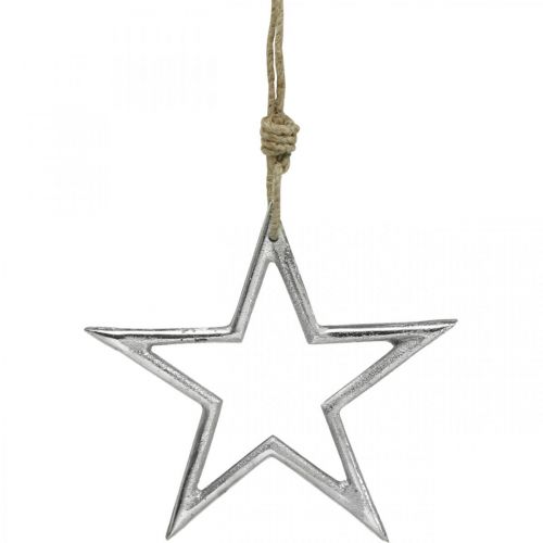 Floristik24 Décoration de Noël étoile, décoration de l'avent, pendentif étoile argent L15,5cm
