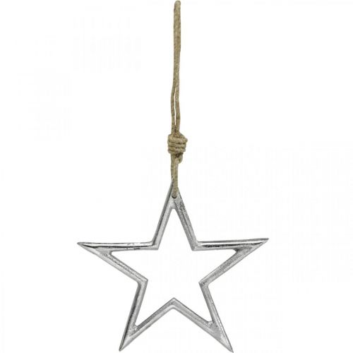 Floristik24 Décoration de Noël étoile, décoration de l'avent, pendentif étoile argent L15,5cm