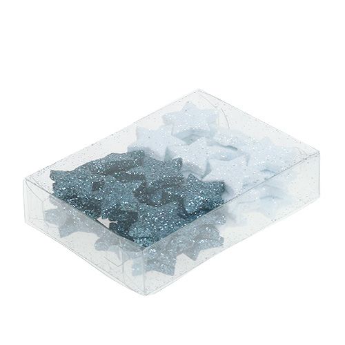 Floristik24 Étoile de décoration de Noël 2,5 cm mica blanc, bleu 48 pcs