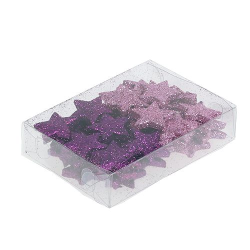 Floristik24 Étoile de décoration de Noël 2,5 cm rose mica, violet 48 pcs