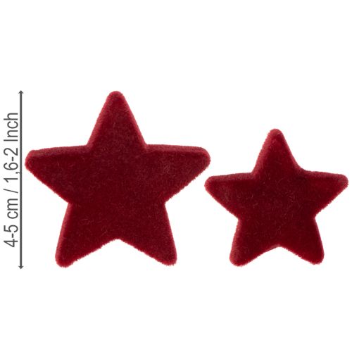 Décorations de Noël, étoiles, floquées bordeaux, décoration de table, 4-5 cm, lot de 40 pièces | Floristik24.fr