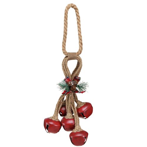 Décoration de Noël à suspendre cloches rouges avec noeud 51cm