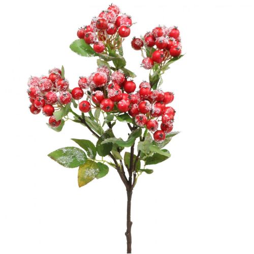 Branches de Noël aux fruits rouges, décoration d&#39;hiver, harpe rouge neigé L58cm
